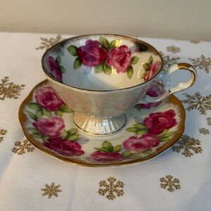 VINTAGE DEL MAR - JAPAN HAND PAINTED PORCELAIN TEA CUP & SAUCER SET